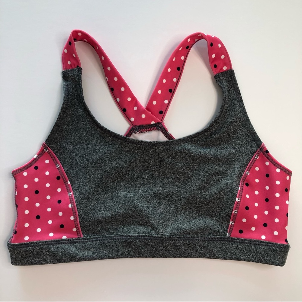 GAPFit Sports Bra Racer Back Pink & Gray NWT Girls Size X-Large